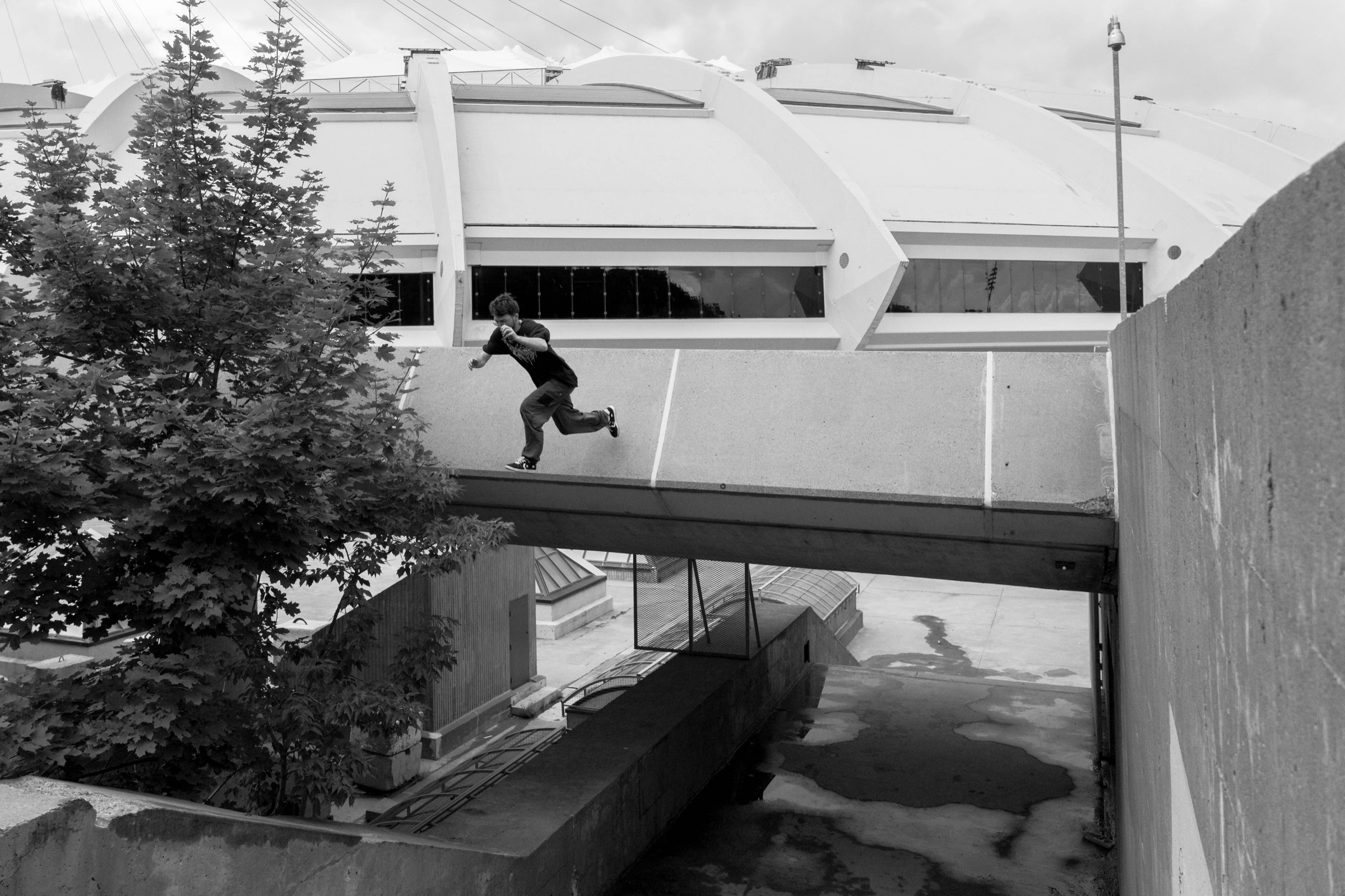 Lucas Begin scouting ideas for a line at the Olympic Stadium in Montreal